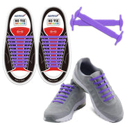HOMAR No Tie Shoelaces for Kids and Adults Stretch Silicone Elastic No Tie Shoe Laces Adult Size Purple